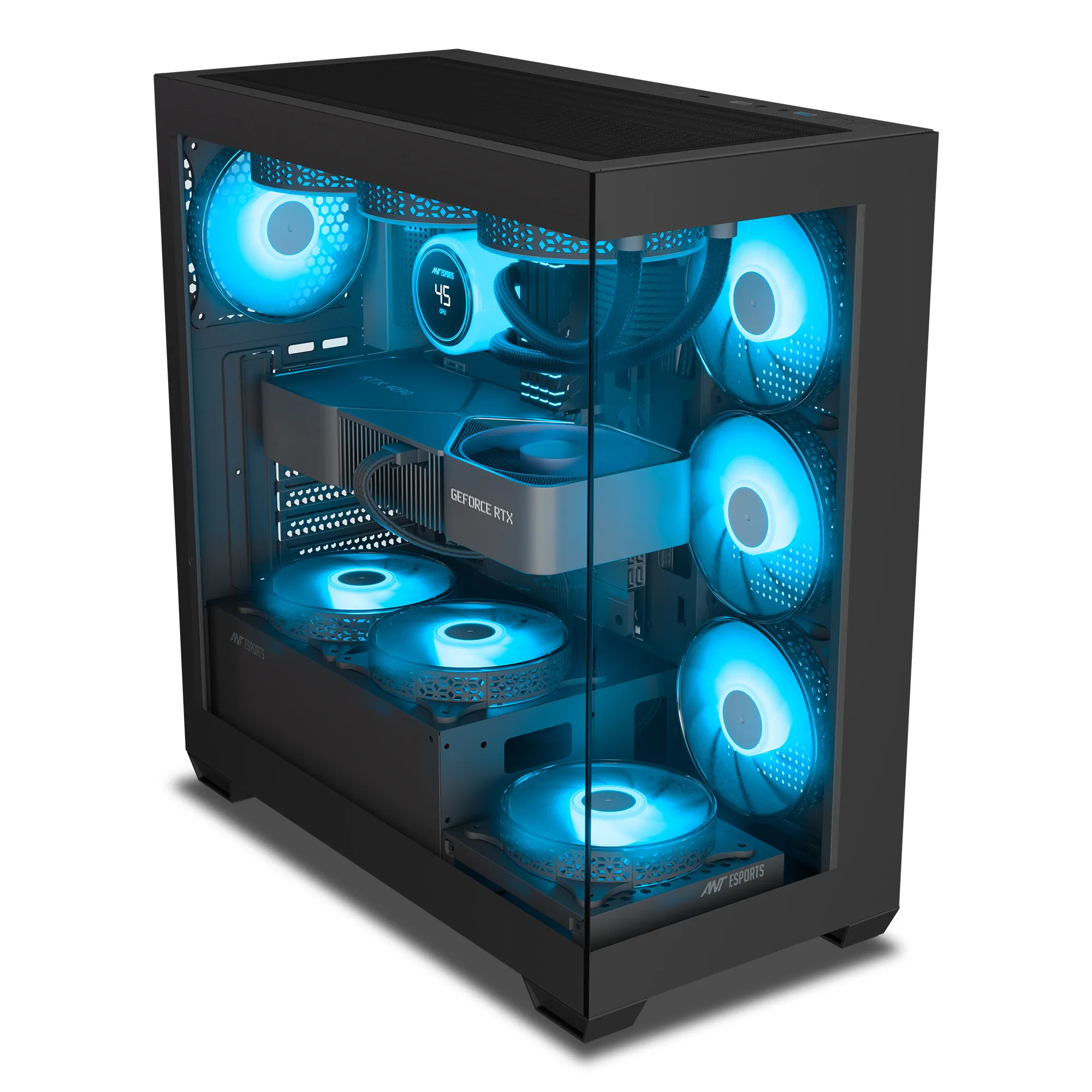 Ant Esports Gaming Cabinet Crystal x7 Black with Type-C view 5